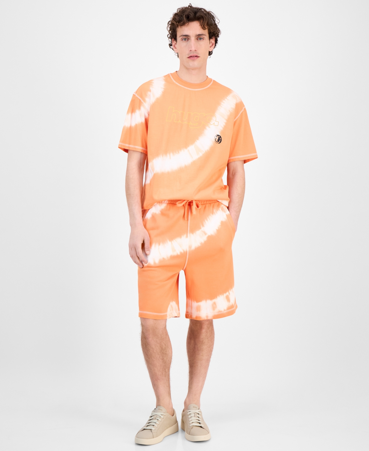 Men's Natisho Cotton Tie-Dye Shorts - Medium Orange