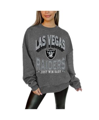 Gameday Couture - Women's Charcoal Las Vegas Raiders Long Weekend Premium Fleece Drop Shoulder Pullover Sweatshirt
