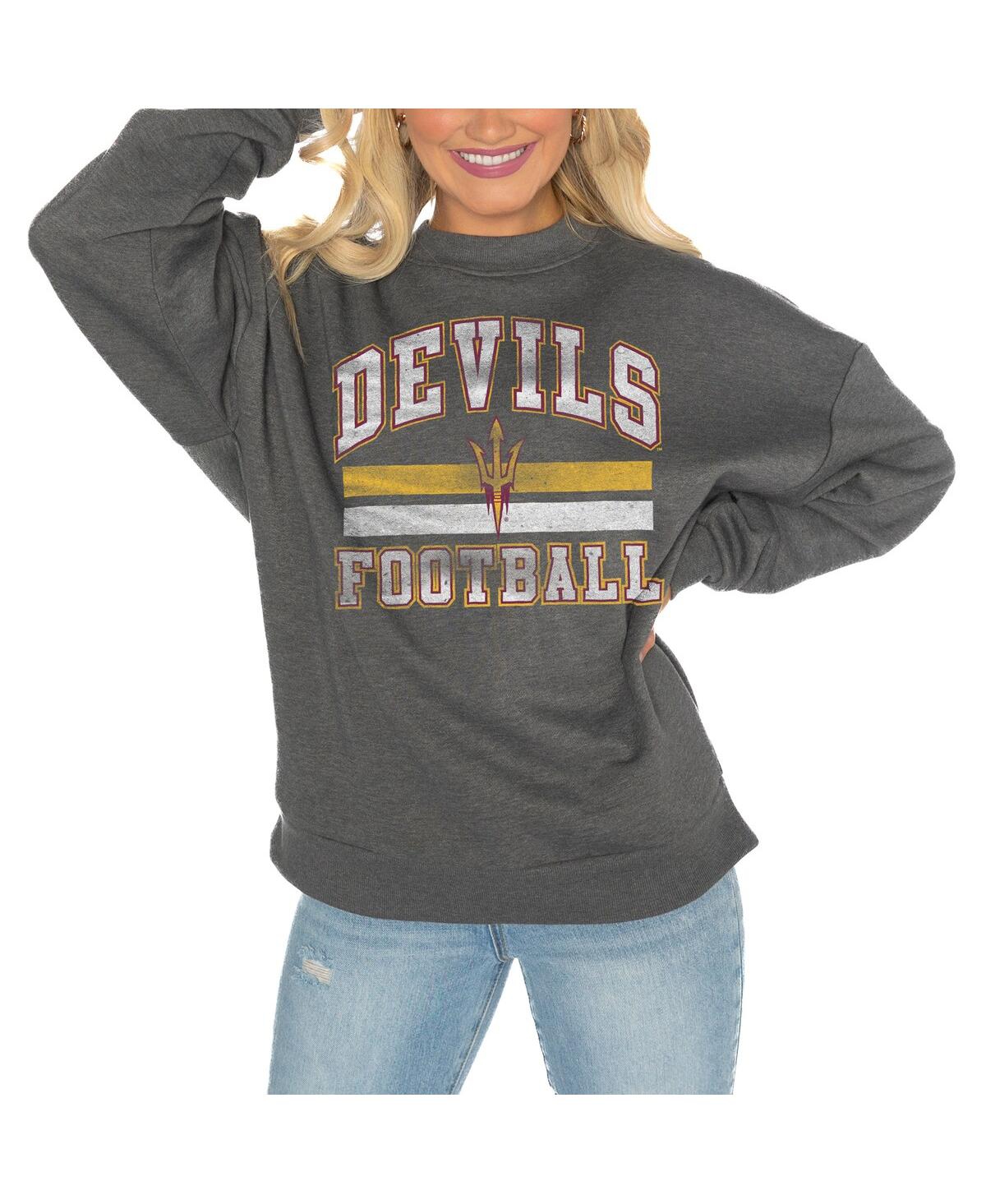 Shop Gameday Couture Women's Charcoal Arizona State Sun Devils Good Vibes Premium Fleece Drop Shoulder Pullover Sweatshir