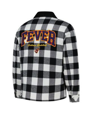 Men's and Women's Black/White Indiana Fever Flannel Full-Zip Shacket