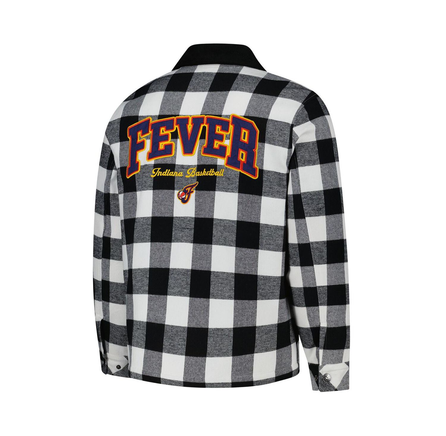 Men's and Women's Black/White Indiana Fever Flannel Full-Zip Shacket
