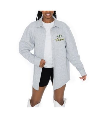 Gameday Couture - Women's Ash Green Bay Packers Full-Button Long Sleeve Overshirt
