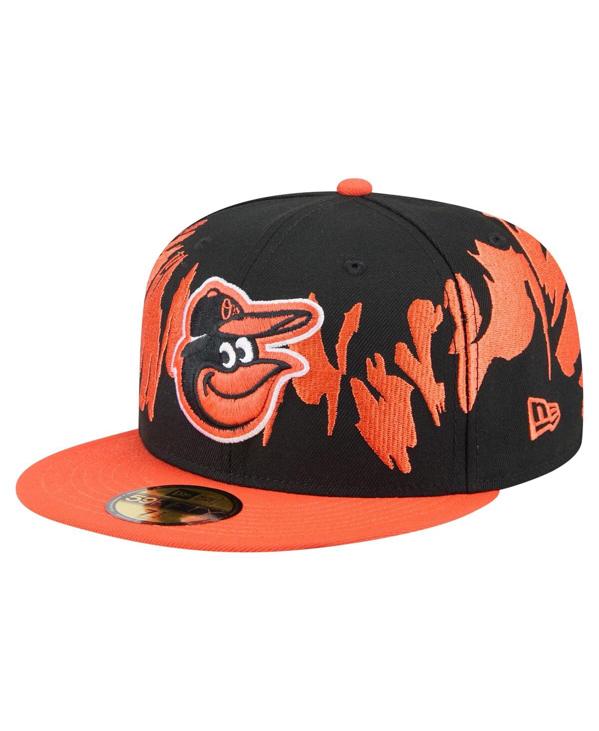 New Era Men's Black/Orange Baltimore Orioles Retro Pattern 59FIFTY Fitted Hat - Black, Orange