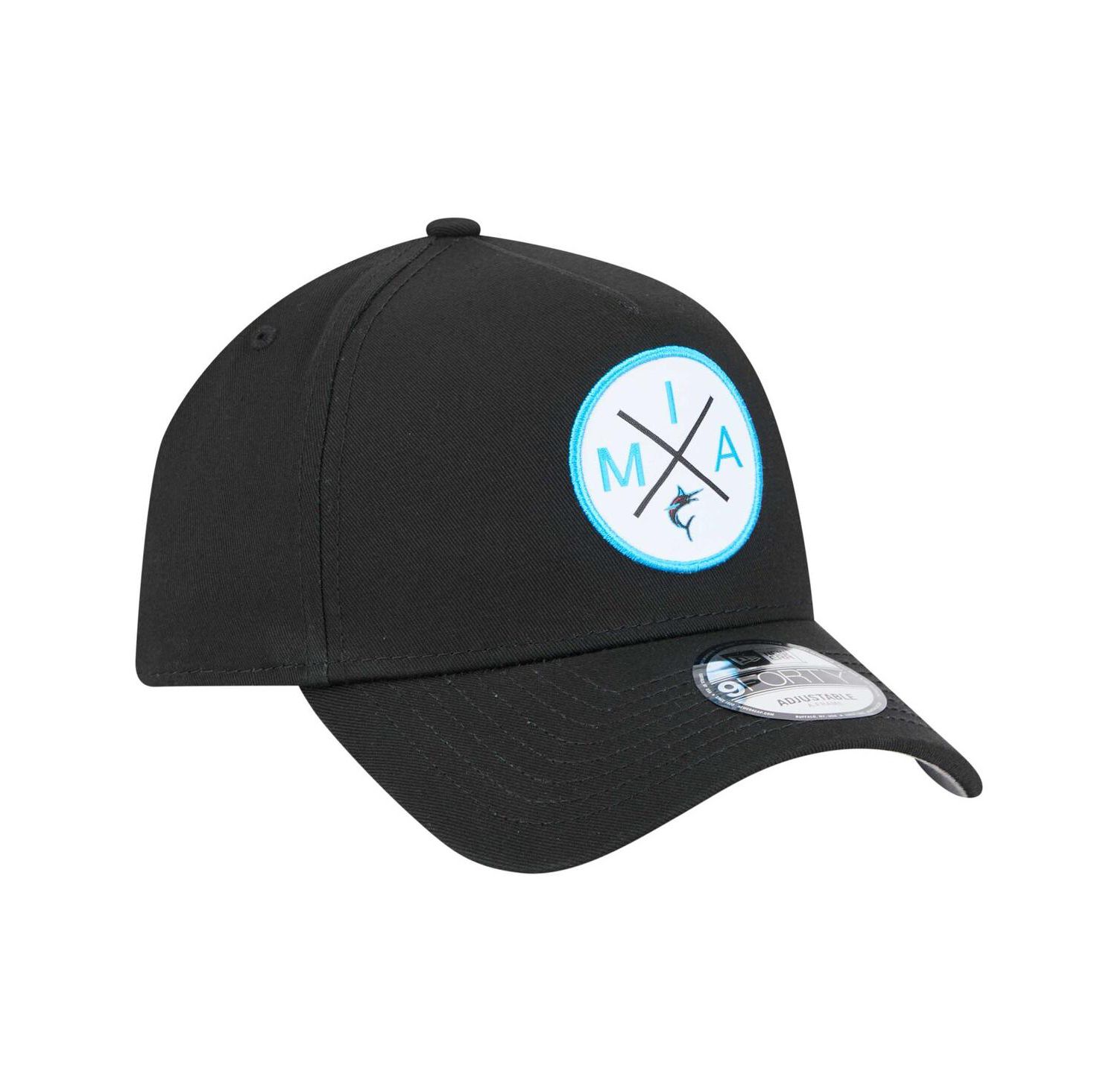 Men's Black Miami Marlins 9FORTY A-Frame Adjustable Hat