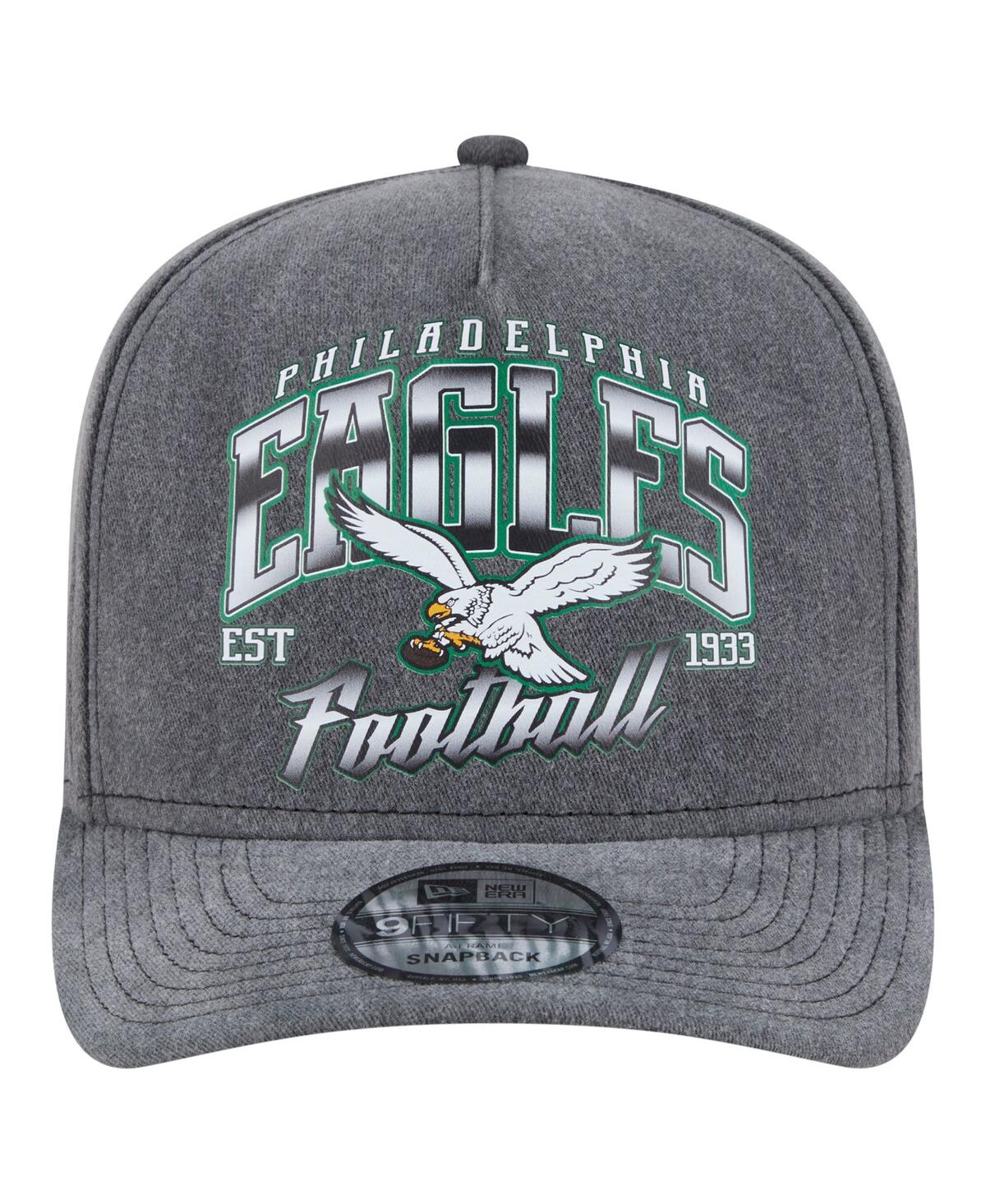 New Era Men's Black Philadelphia Eagles Throwback Washed A-frame 9fifty Snapback Hat In Black
