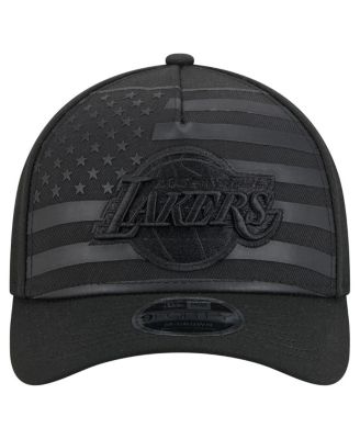 Men's Black Los Angeles Lakers Game Day Flag A-Frame 9FORTY Adjustable Hat