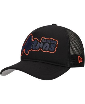 New Era - Men's Black Houston Astros Retro Bold A-Frame Trucker 9FORTY Adjustable Hat
