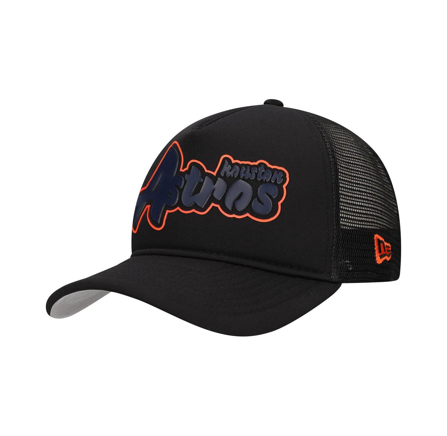 Men's Black Houston Astros Retro Bold A-Frame Trucker 9FORTY Adjustable Hat