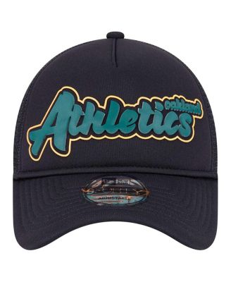 Men's Black Oakland Athletics Retro Bold A-Frame Trucker 9FORTY Adjustable Hat