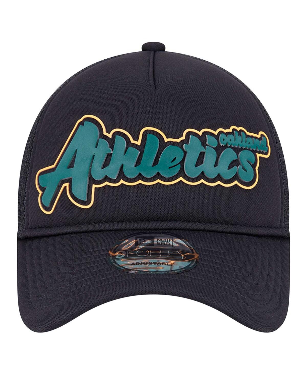Shop New Era Men's Black Oakland Athletics Retro Bold A-frame Trucker 9forty Adjustable Hat