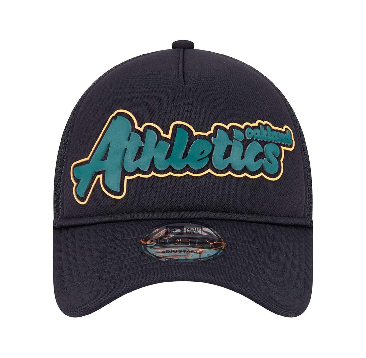 Men's Black Oakland Athletics Retro Bold A-Frame Trucker 9FORTY Adjustable Hat