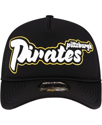 Men's Black Pittsburgh Pirates Retro Bold A-Frame Trucker 9FORTY Adjustable Hat