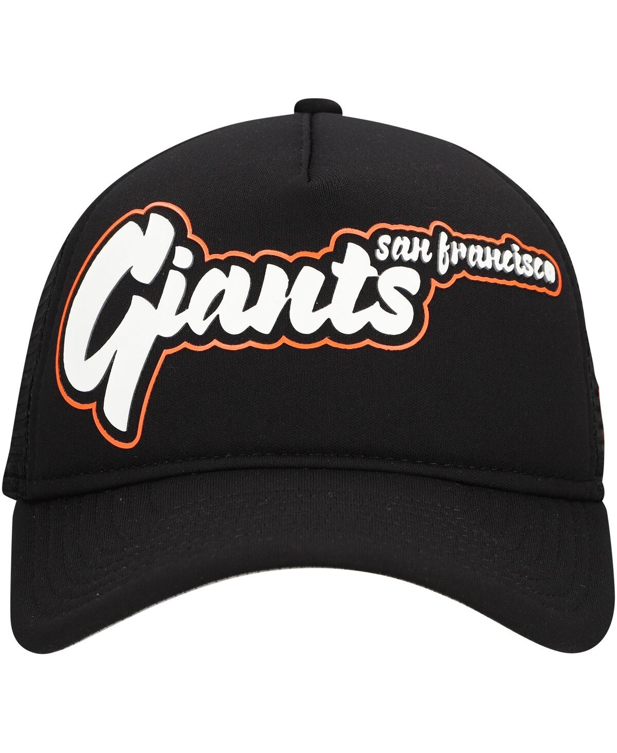 NEW ERA MEN'S BLACK SAN FRANCISCO GIANTS RETRO BOLD A-FRAME TRUCKER 9FORTY ADJUSTABLE HAT 