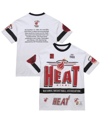 Mitchell & Ness - Men's and Women's White Miami Heat Hardwood Classics Vintage Team Origins Premium T-Shirt