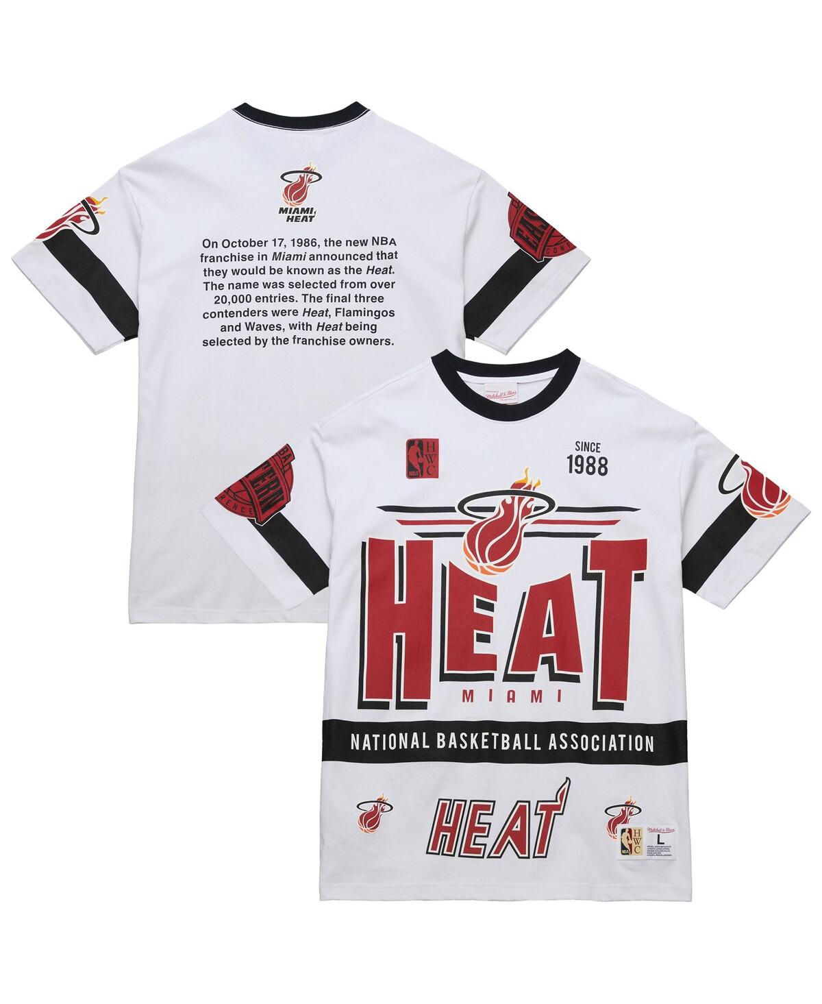 Men's and Women's White Miami Heat Hardwood Classics Vintage Team Origins Premium T-Shirt - White