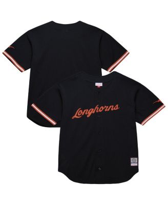 Mitchell & Ness - Men's Black Texas Longhorns On The Clock Full-Button Fashion Jersey