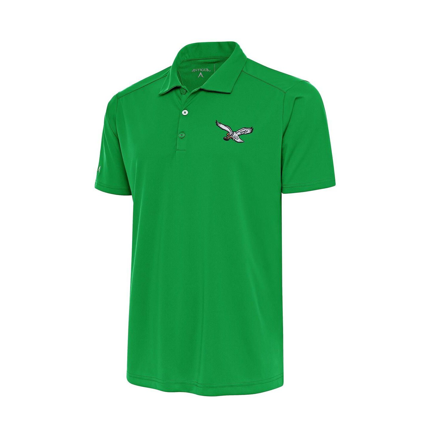 Мужское поло Antigua Kelly Green Philadelphia Eagles Throwback Logo Legacy Pique Polo Shirt — фото 1