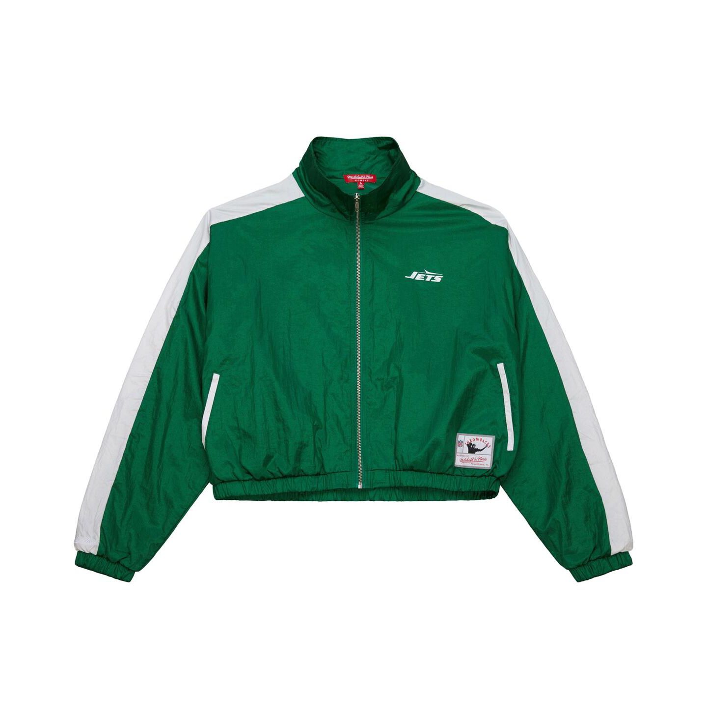 Женская куртка Mitchell & Ness Green New York Jets Nylon Cropped Full-Zip — фото 1