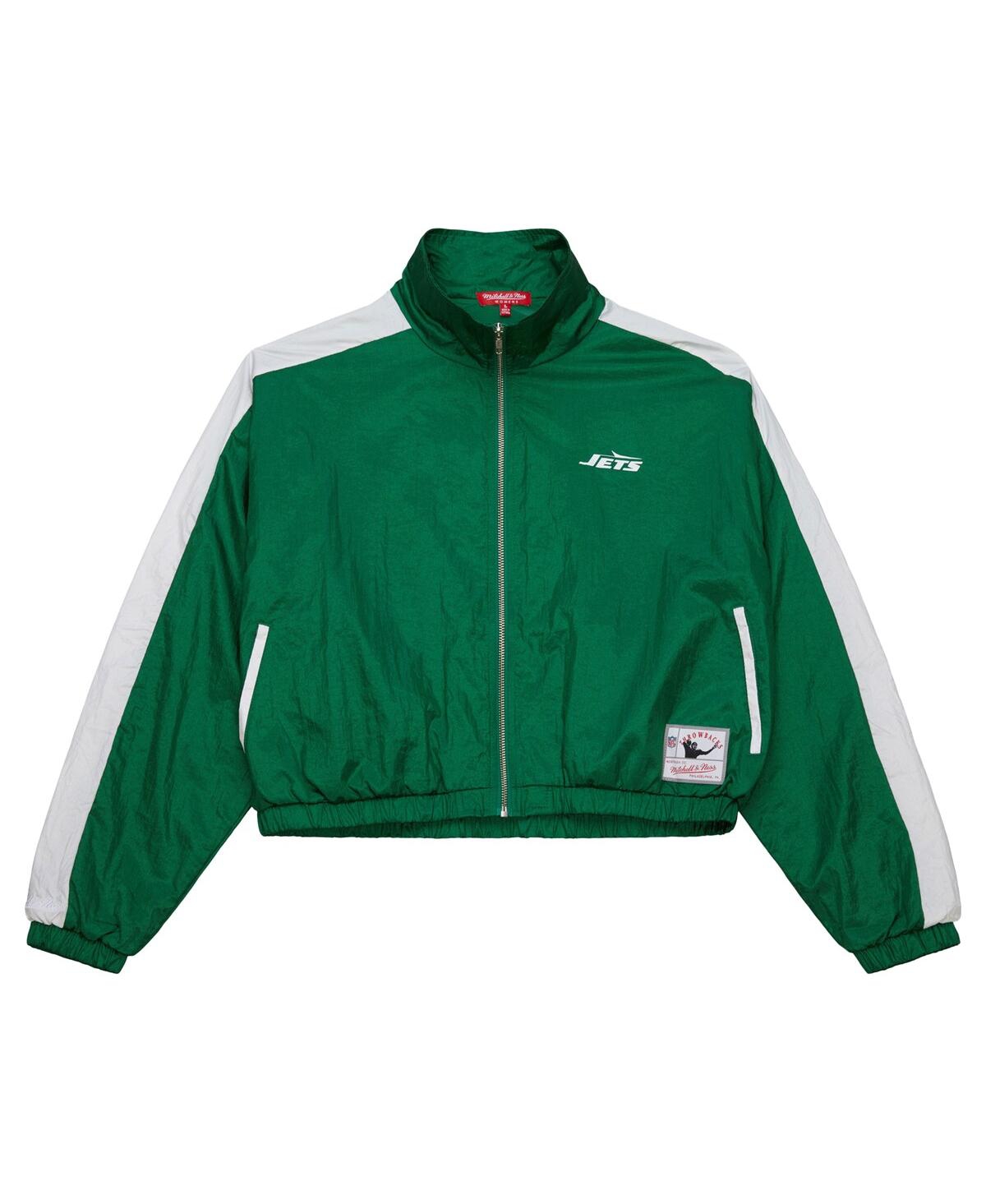 Women's Green New York Jets Nylon Cropped Full-Zip Jacket - Green