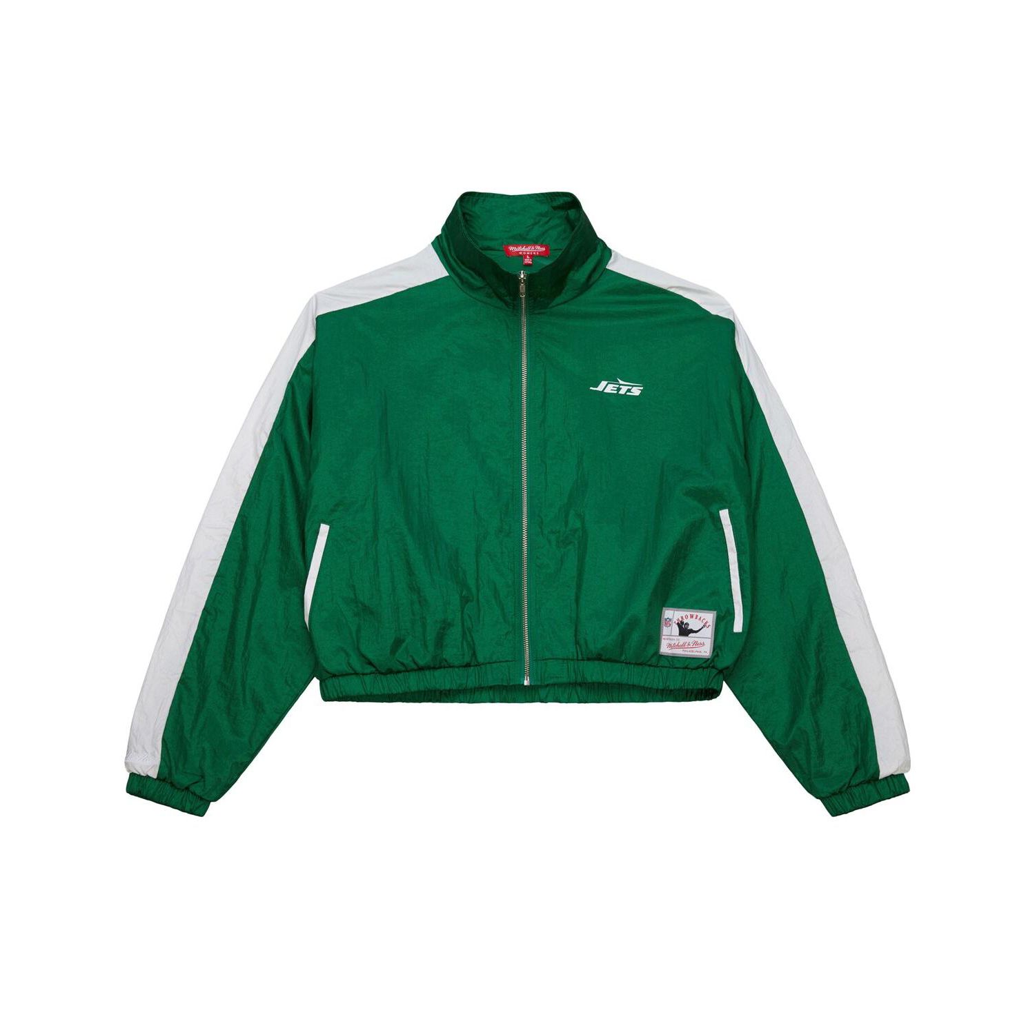 Women's Green New York Jets Nylon Cropped Full-Zip Jacket