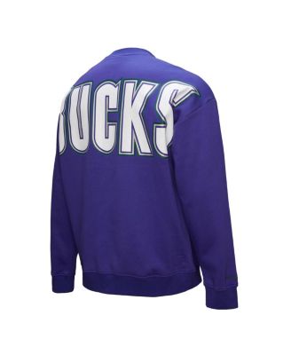 Men's Purple Milwaukee Bucks Hardwood Classics There Back 2.0 Vintage Pullover Sweatshirt