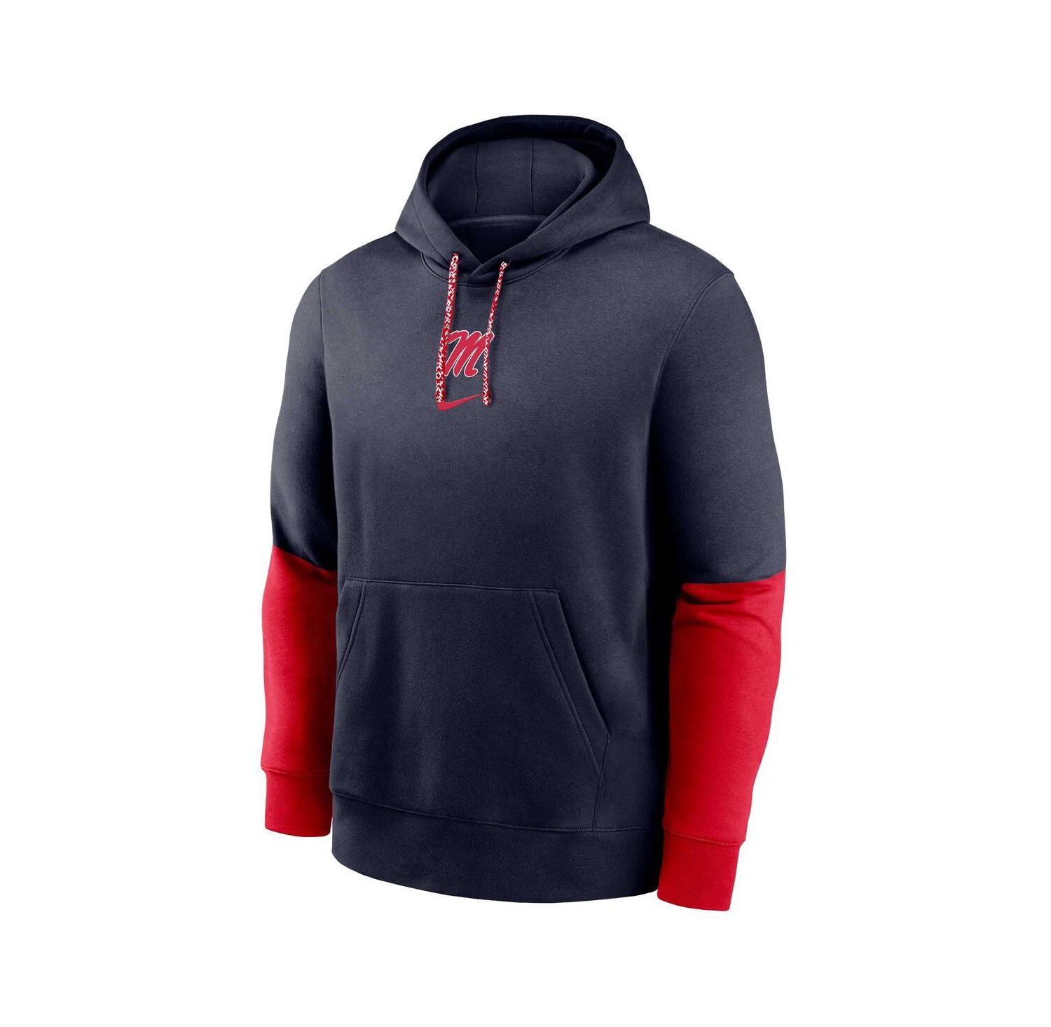 Men's Navy Ole Miss Rebels 2024 Sideline Club Fleece Pullover Hoodie