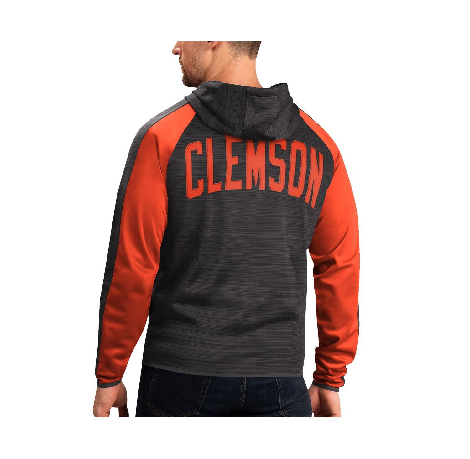 Men's Black Clemson Tigers Neutral Zone Raglan Full-Zip Track Hoodie Jacket