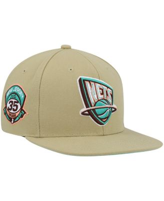 Mitchell & Ness - Men's Khaki New Jersey Nets 35th Anniversary Hardwood Classics Malibu Sunrise Fitted Hat