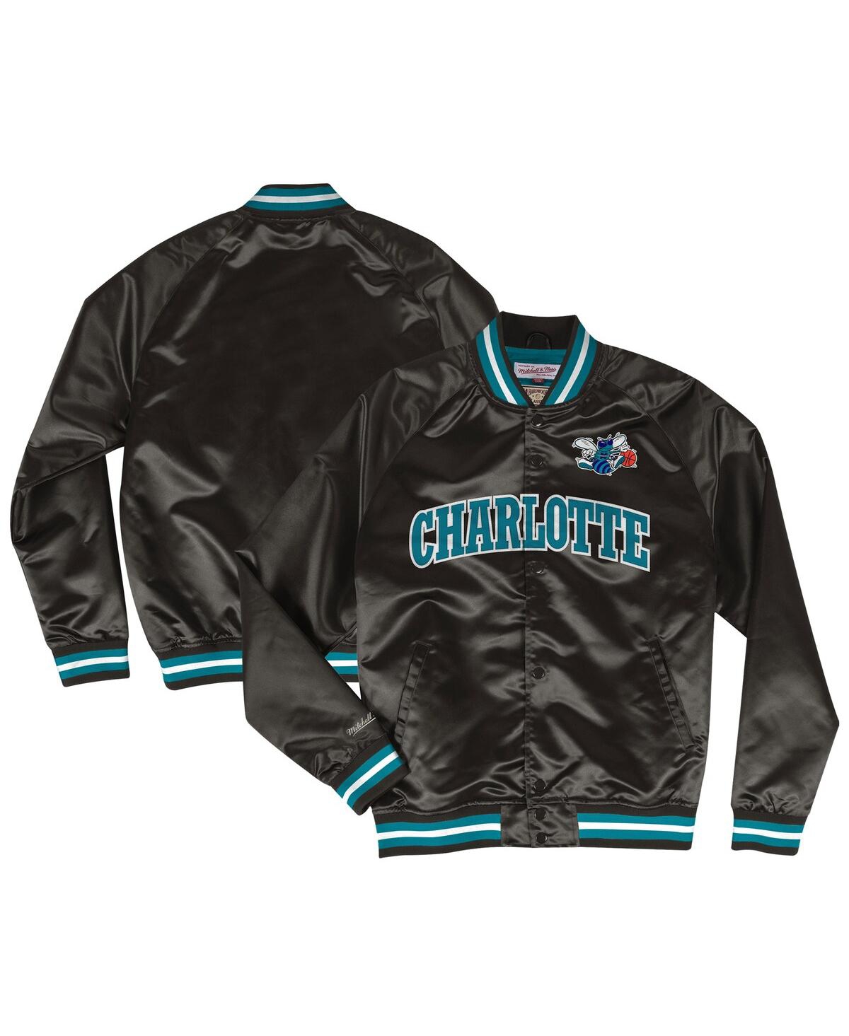 Mitchell & Ness Men's Black Charlotte Hornets Hardwood Classics Lightweight Satin Full-snap Jacket In Black