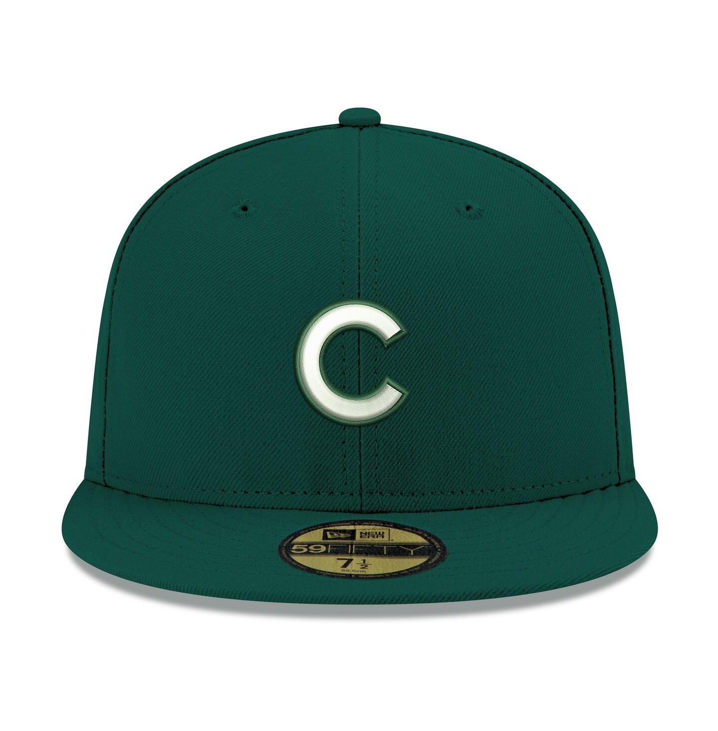 Мужская кепка New Era Green Chicago Cubs White Logo 59FIFTY Fitted Hat — фото 5