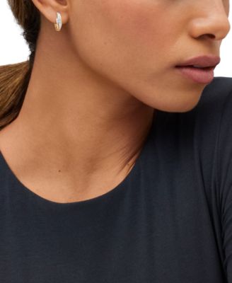 Lab Grown Diamond Marquise & Round Small Hoop Earrings (1/2 ct. t.w.) in 14k Gold-Plated Sterling Silver