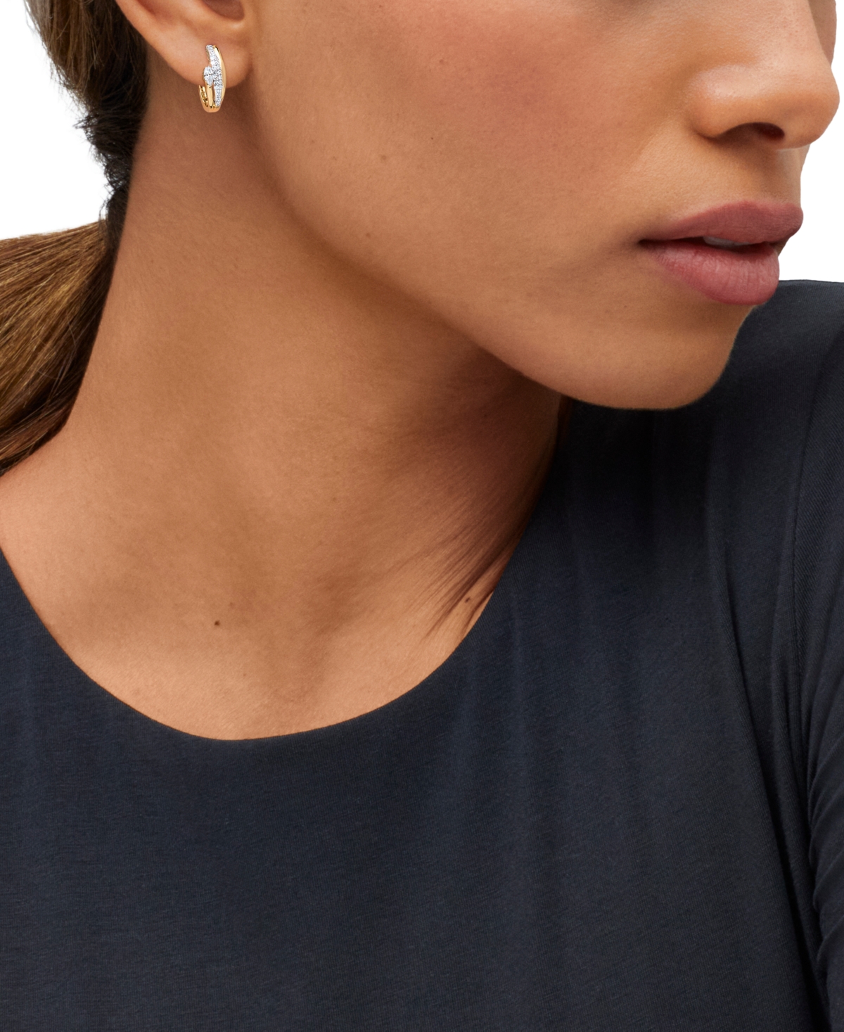 Forever Grown Diamonds Lab Grown Diamond Marquise & Round Small Hoop Earrings (1/2 ct. t.w.) in 14k Gold-Plated Sterling Silver