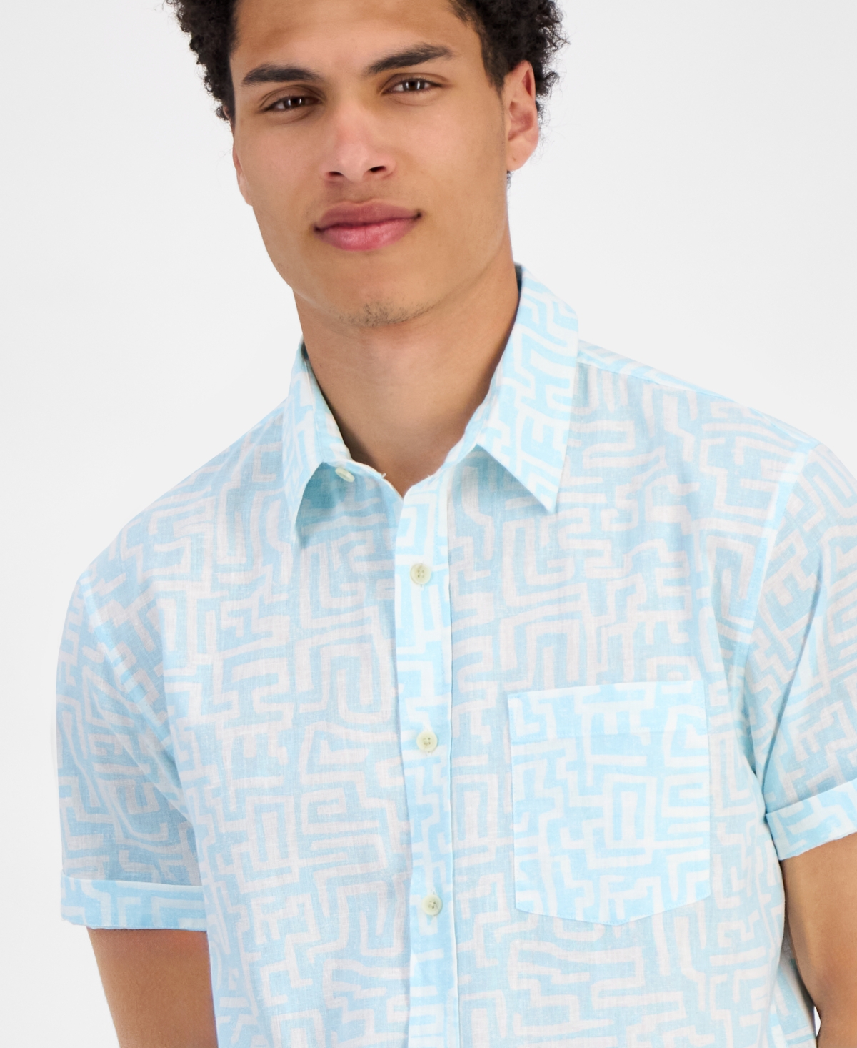 Sun + Stone Men's Bodhi Short Sleeve Button-front Shirt, Exclusively At Macy's