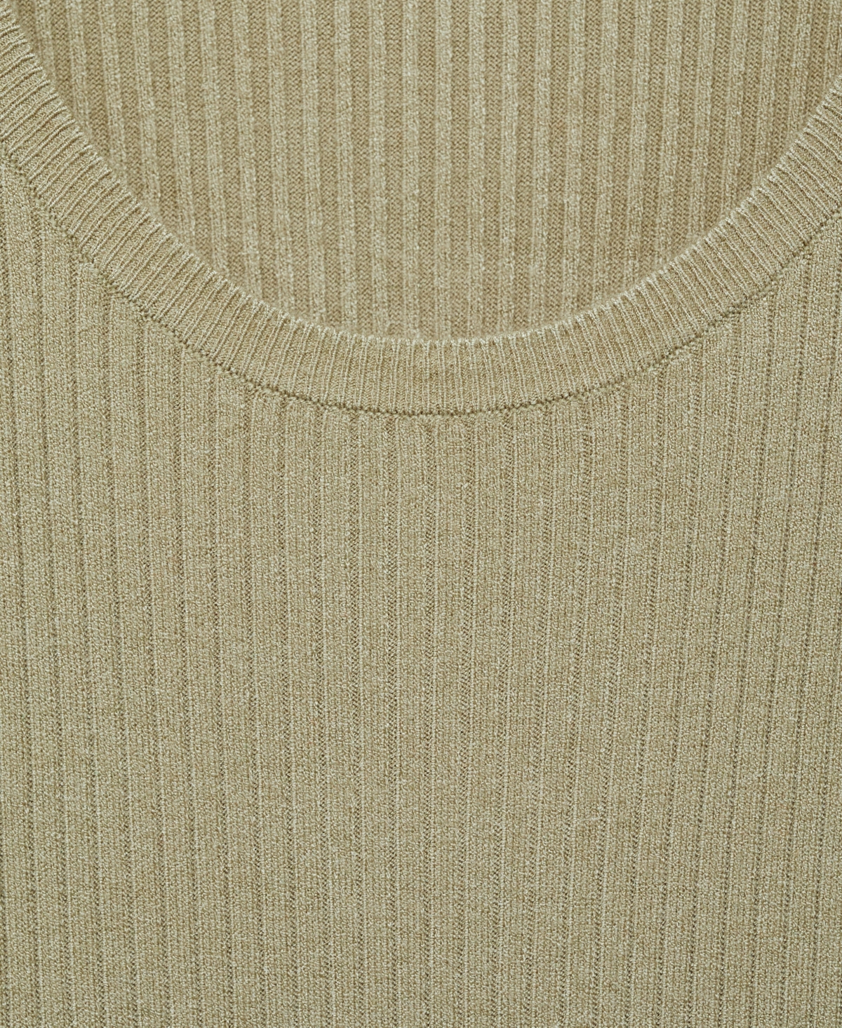 Mango Women's Ribbed Knit Midi Dress In Khaki