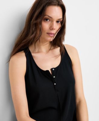Women's Racerback Ribbed Henley Romper, Exclusively at Macy's