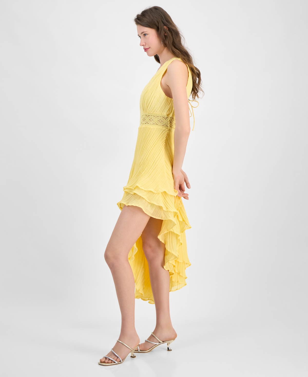 Guess Danny Asymmetric Hem Dress In Yellow