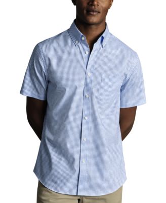 Men's Slim Fit Short Sleeve Wrinkle-Resistant Button-Down Shirt
