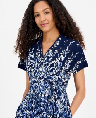 Sandra Darren Petite Printed Cropped Flutter-Sleeve Jumpsuit Macy's