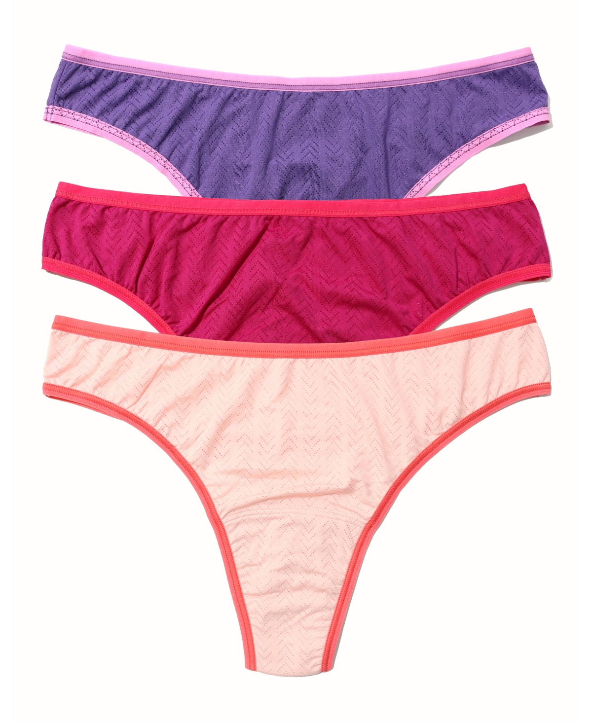 Hanky Panky Women's Move Calm Mid Rise Thong 3 Pack In Acaiberrysweetsummerplum
