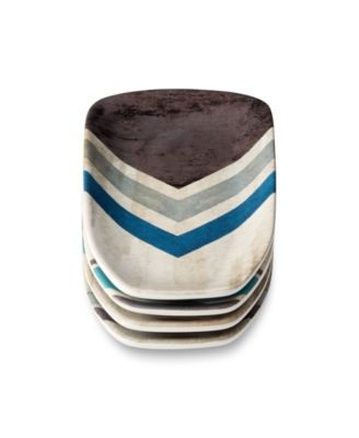 Wake At The Lake 3-D Oar 4-Pc. Canape Plates, Service For 4