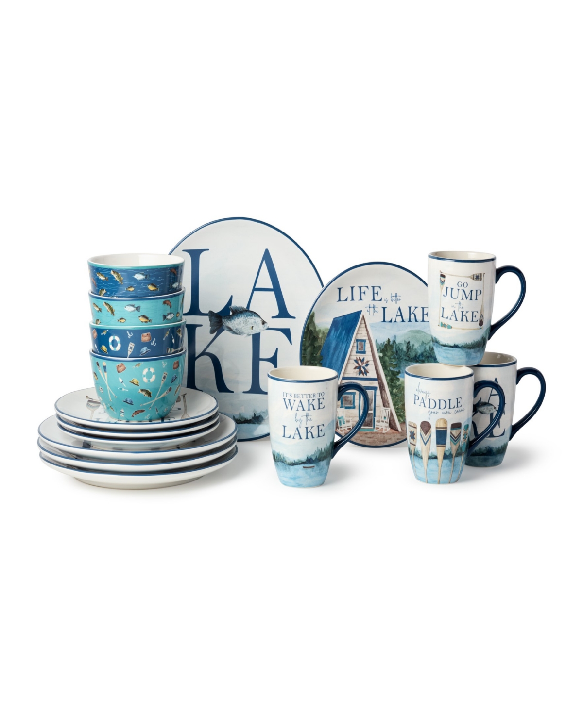 Wake at the Lake 16 Pc. Dinnerware Set, Service for 4 - Miscellaneous