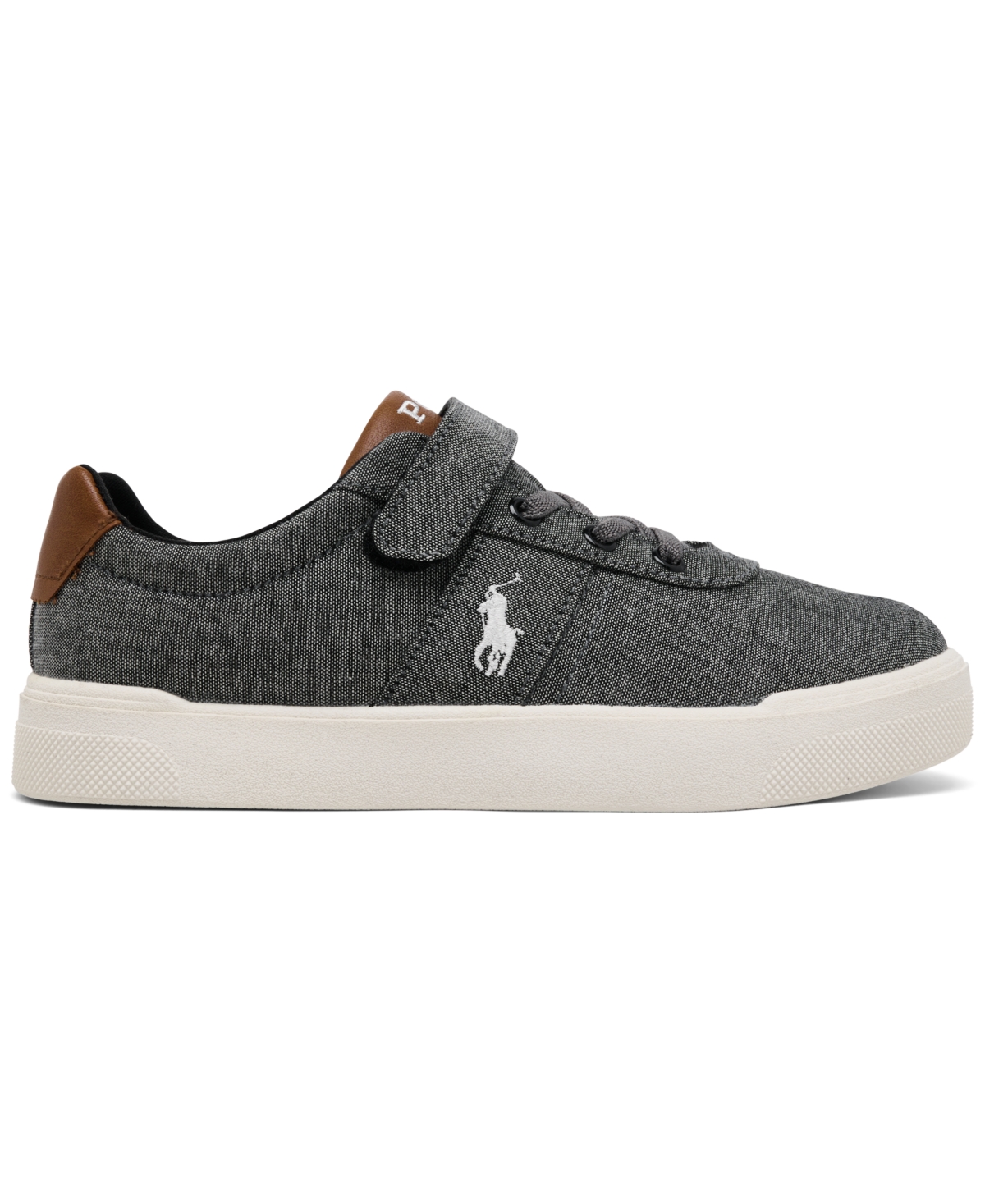 Polo Ralph Lauren Little Boys Frazier Stay-put Closure Casual Sneakers From Finish Line In Dark Gray,brown