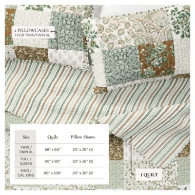 All Season Floral Stitched Quilt Set with Shams