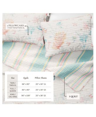 Fading Coral Stitched Quilt Set with Shams