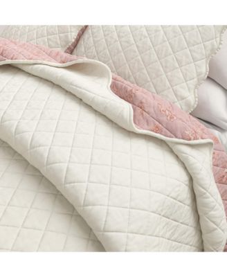 Cotton Stitched Reversible Floral 3 Piece Quilt and Sham Set