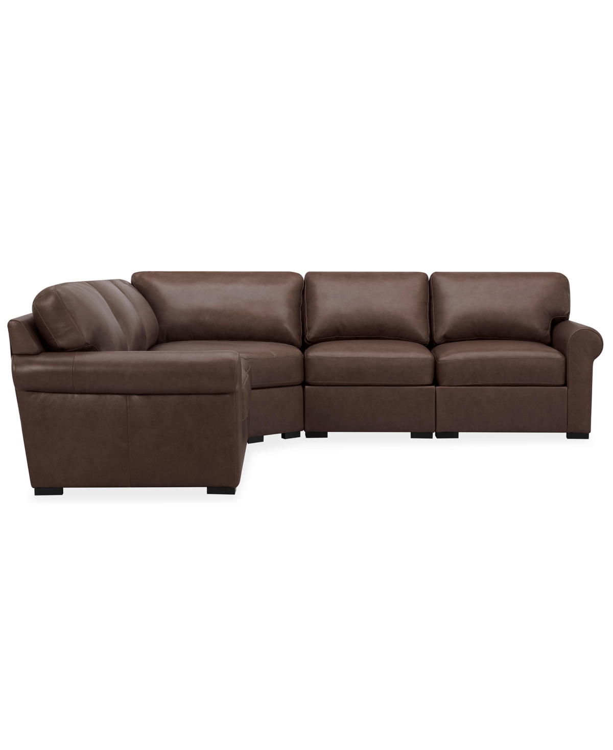 Macy's Radley Roll Arm 117" 4-pc. Leather Wedge Corner L Sectional, Exclusively At