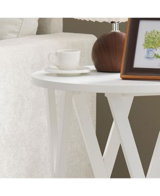 Emma Side End Table - Modern Round Farmhouse Accent Table - Side Table for Living Room, Bedroom, Office