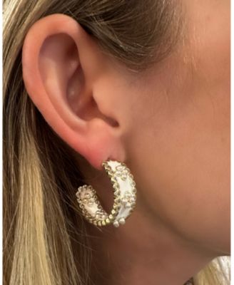 Enamel and CZ Hoop Earring