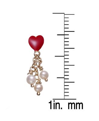 Sterling Silver Heart Shape Pearl Drop Earrings