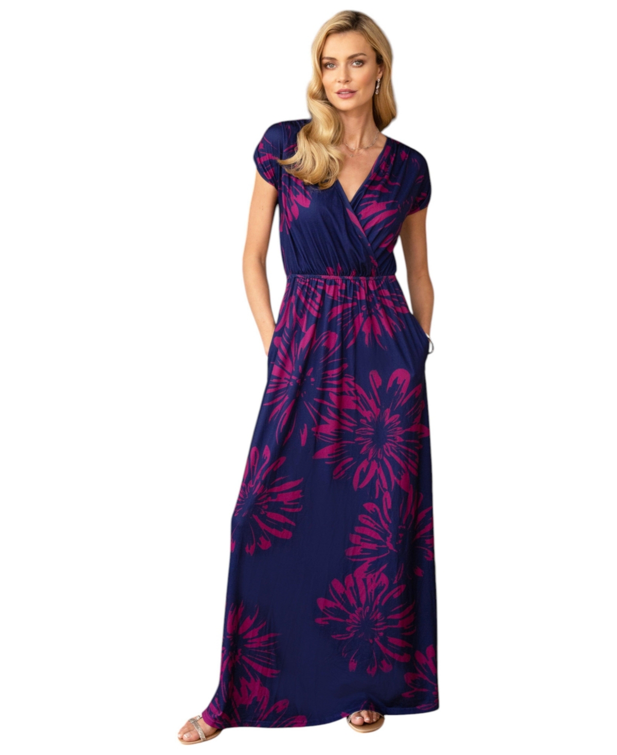Women's Faux-Wrap Jersey Maxi Dress - Matisse black/white
